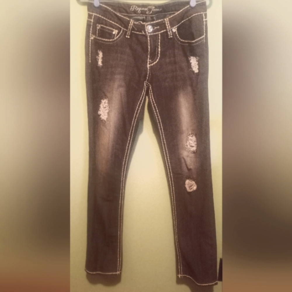 EUC Request jeans, size 11/30, washed black, distressed